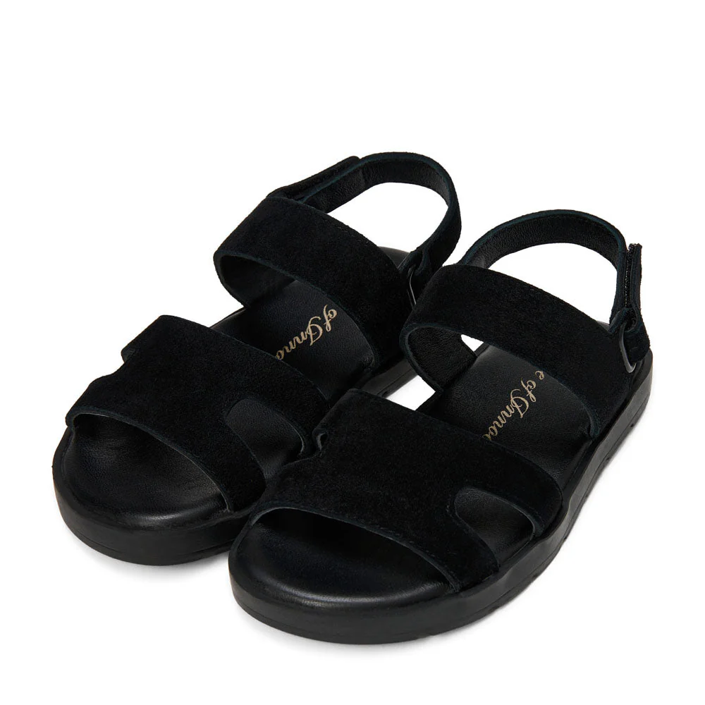 Noa Suede Black Sandals - Image 2
