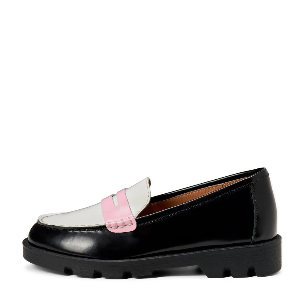 Paula Black /White /Pink Loafers