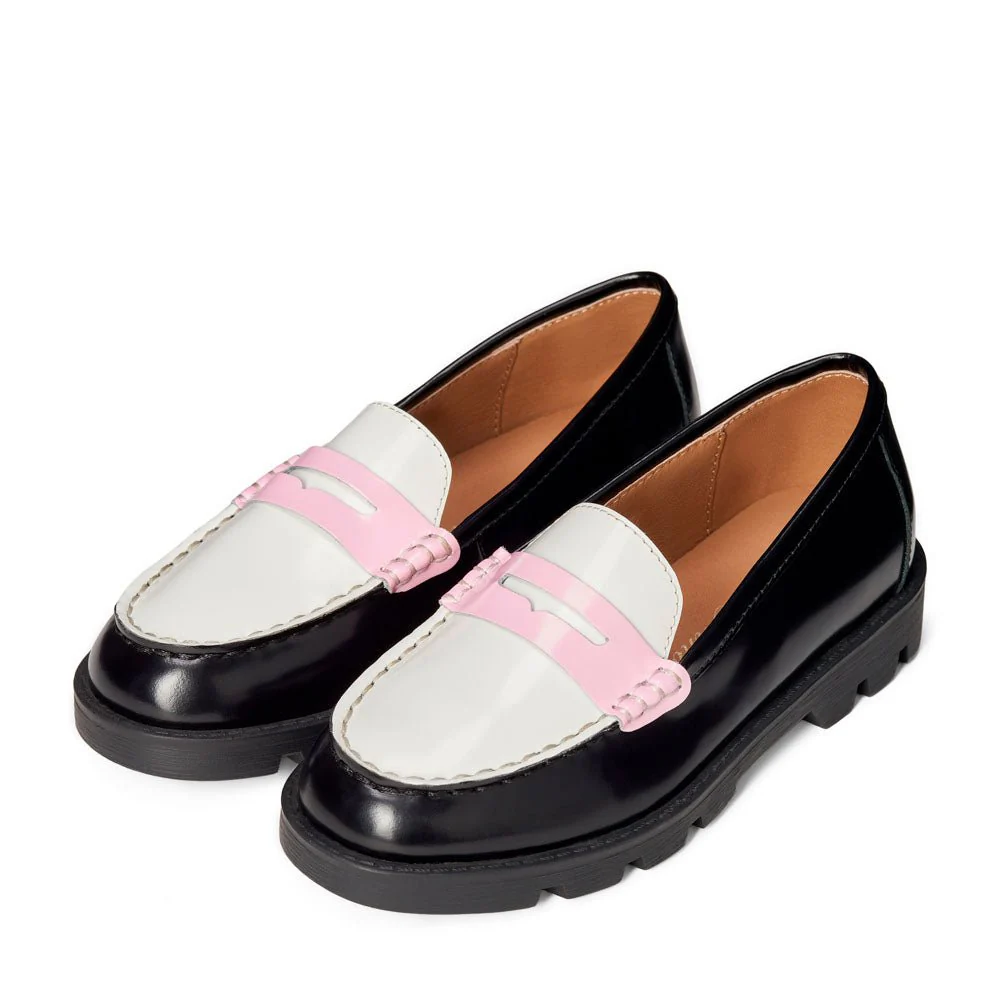 Paula Black /White /Pink Loafers - Image 2