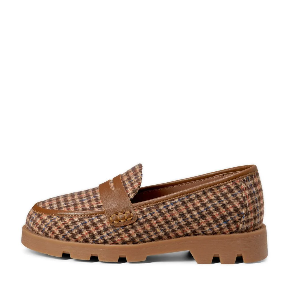 Paula Plaid Brown Loafers