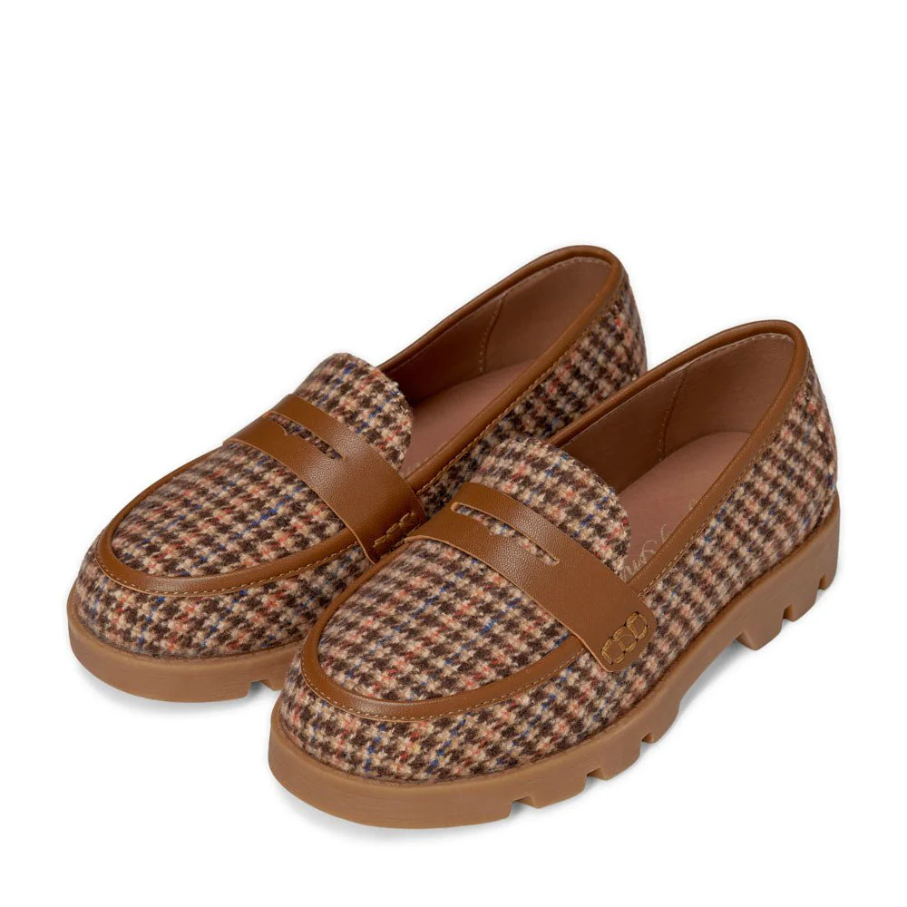 Paula Plaid Brown Loafers - Image 2