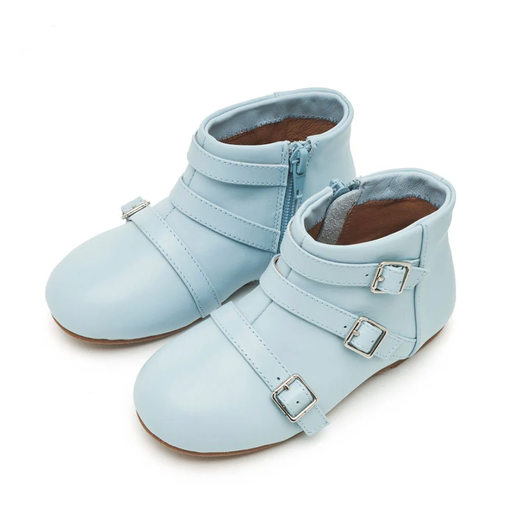 Phoebe Leather Blue Boots - Image 2