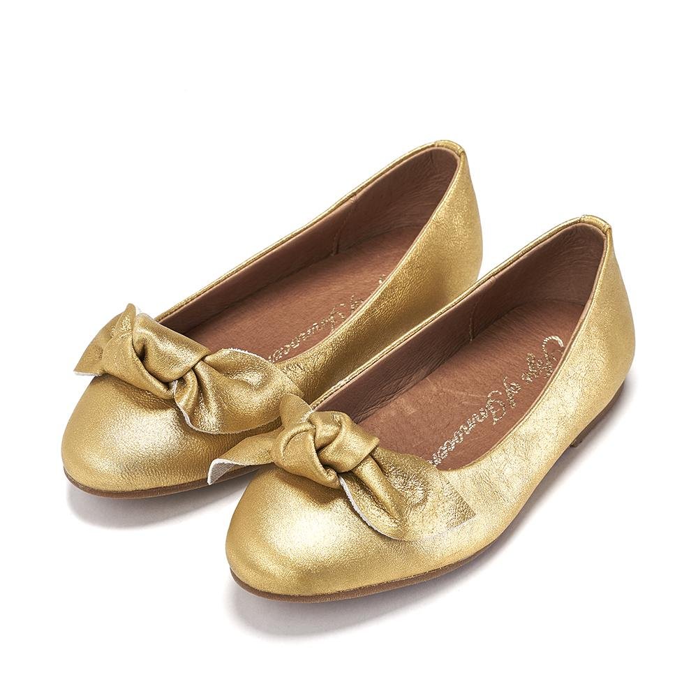 Poppy Leather Gold Flats - Image 2