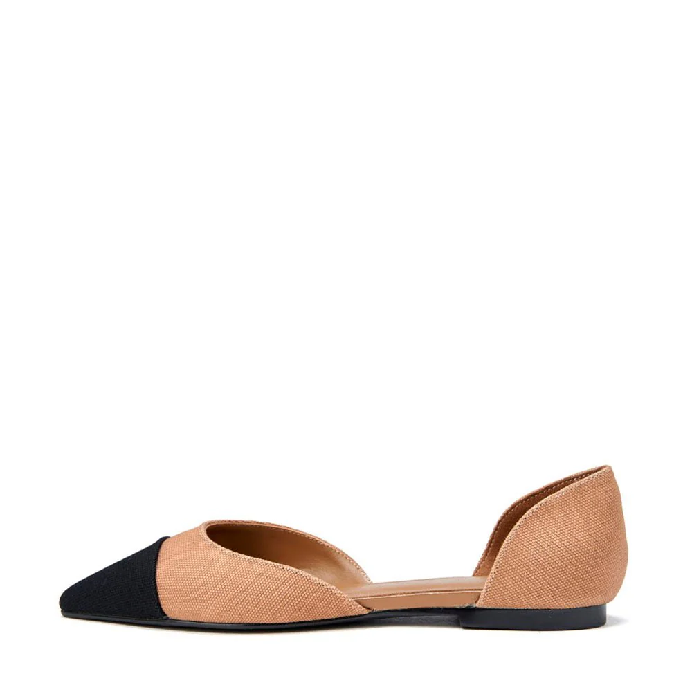 Sandra Canvas Beige/Black Flats