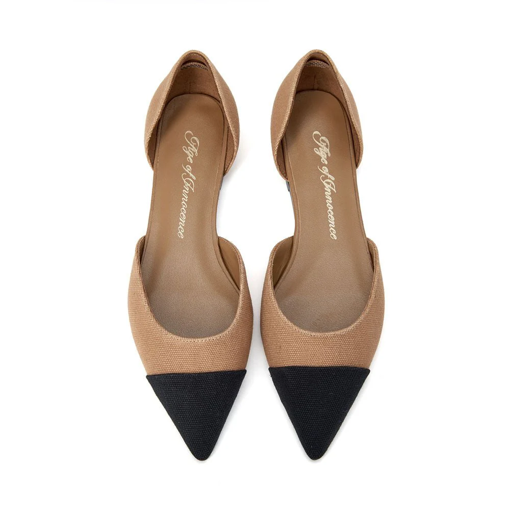 Sandra Canvas Beige/Black Flats - Image 3