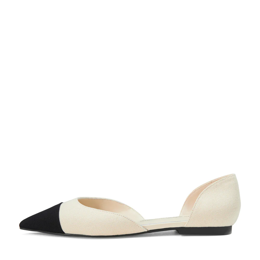 Sandra Canvas White/Black Flats
