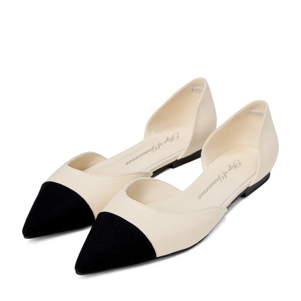 Sandra Canvas White/Black Flats - Image 2