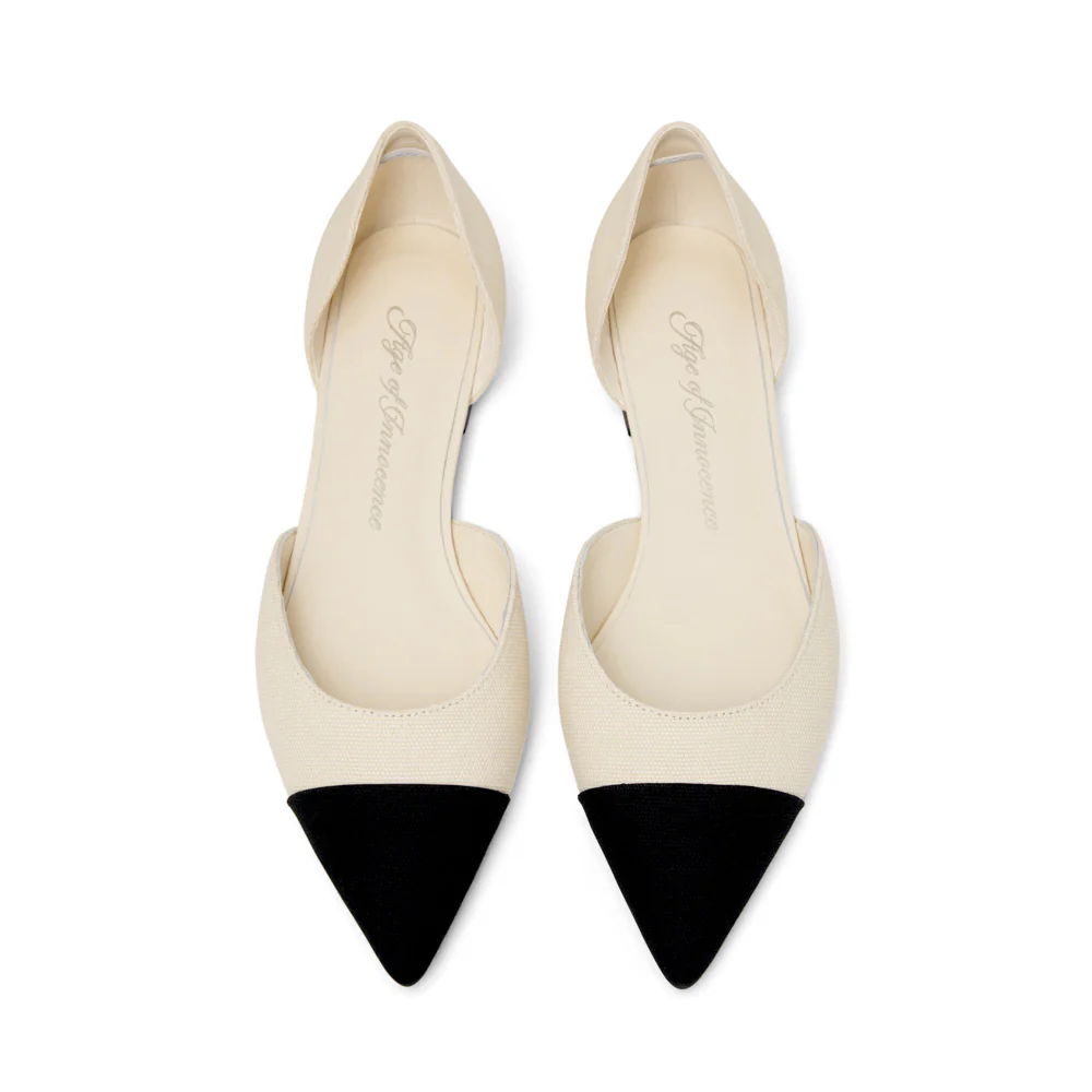 Sandra Canvas White/Black Flats - Image 3