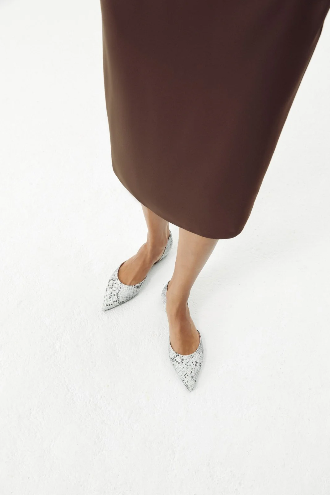 Sandra Snake Print White/Black Flats - Image 5