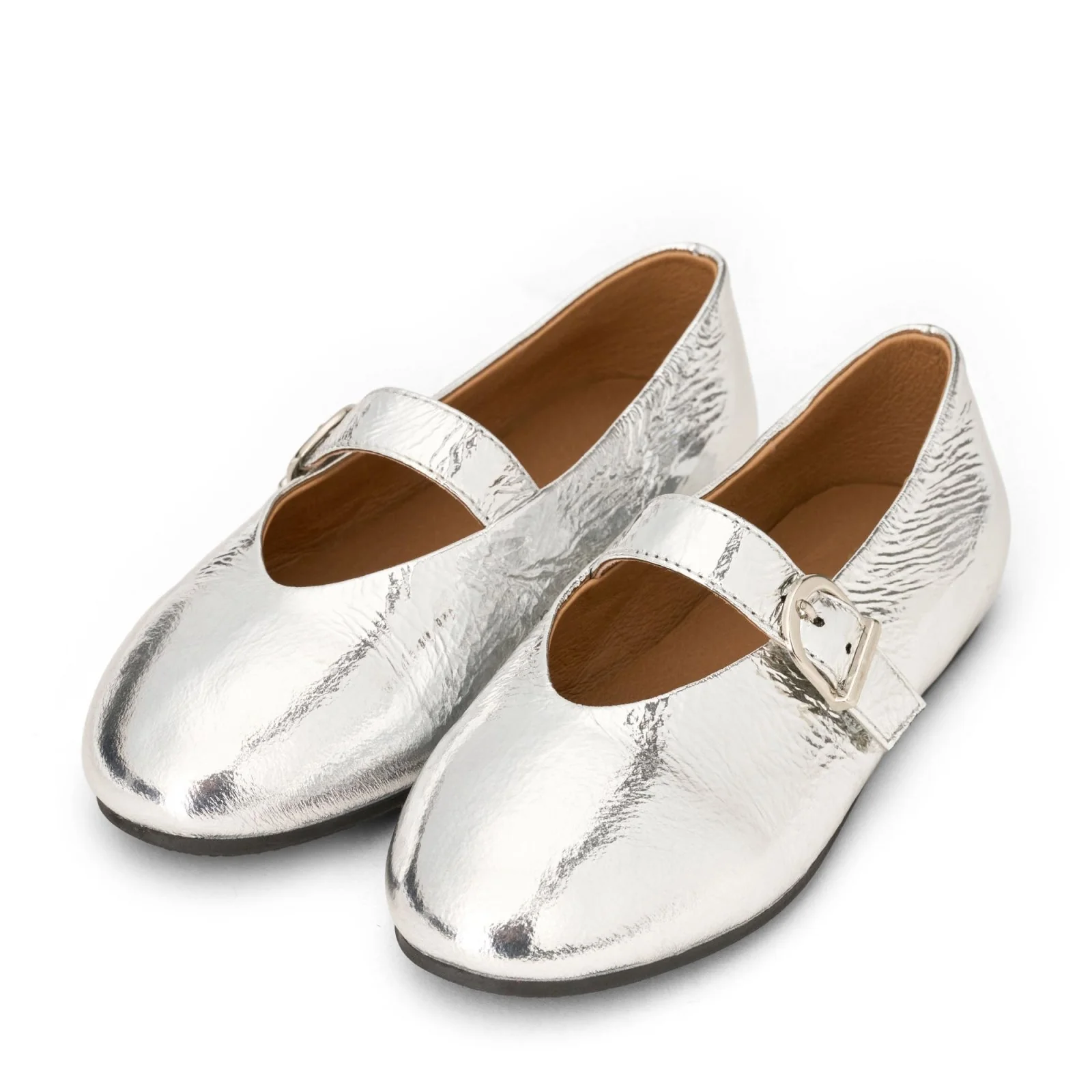 Sydney Leather Silver Flats - Image 2
