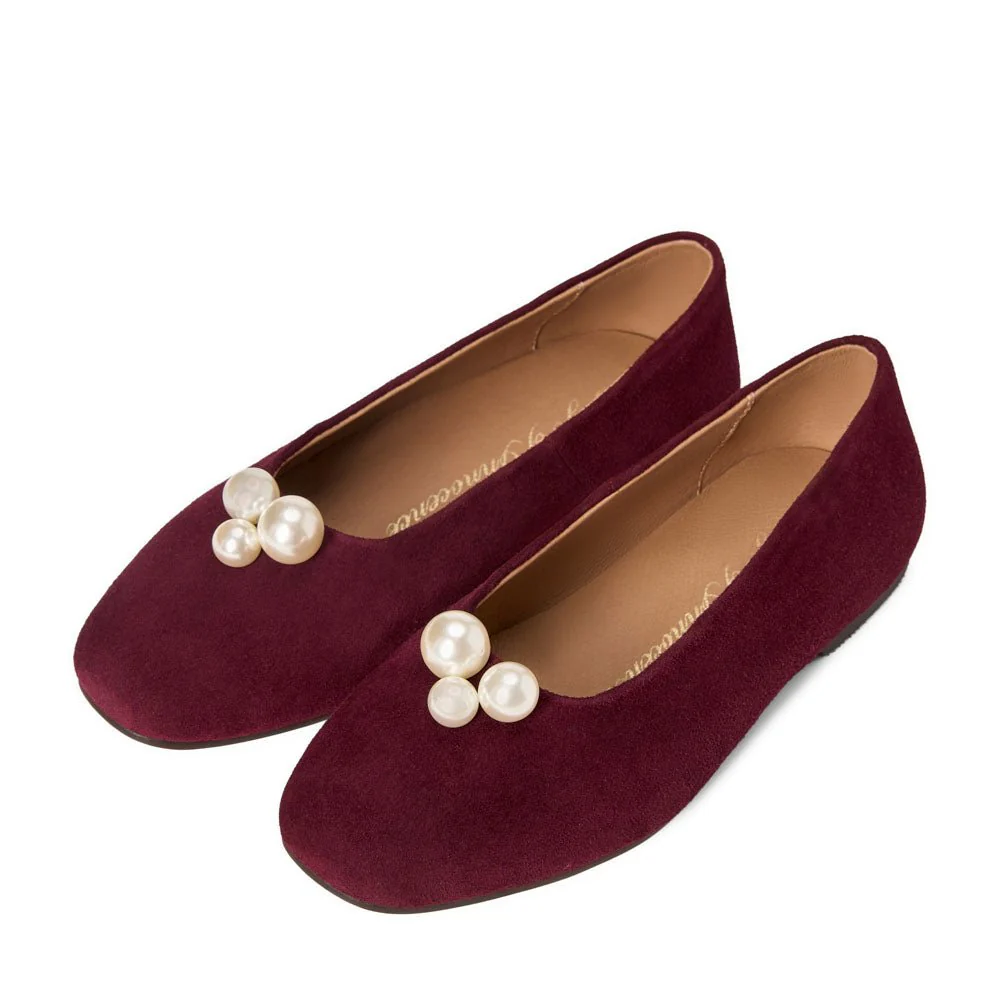 Tessa Burgundy Flats - Image 2
