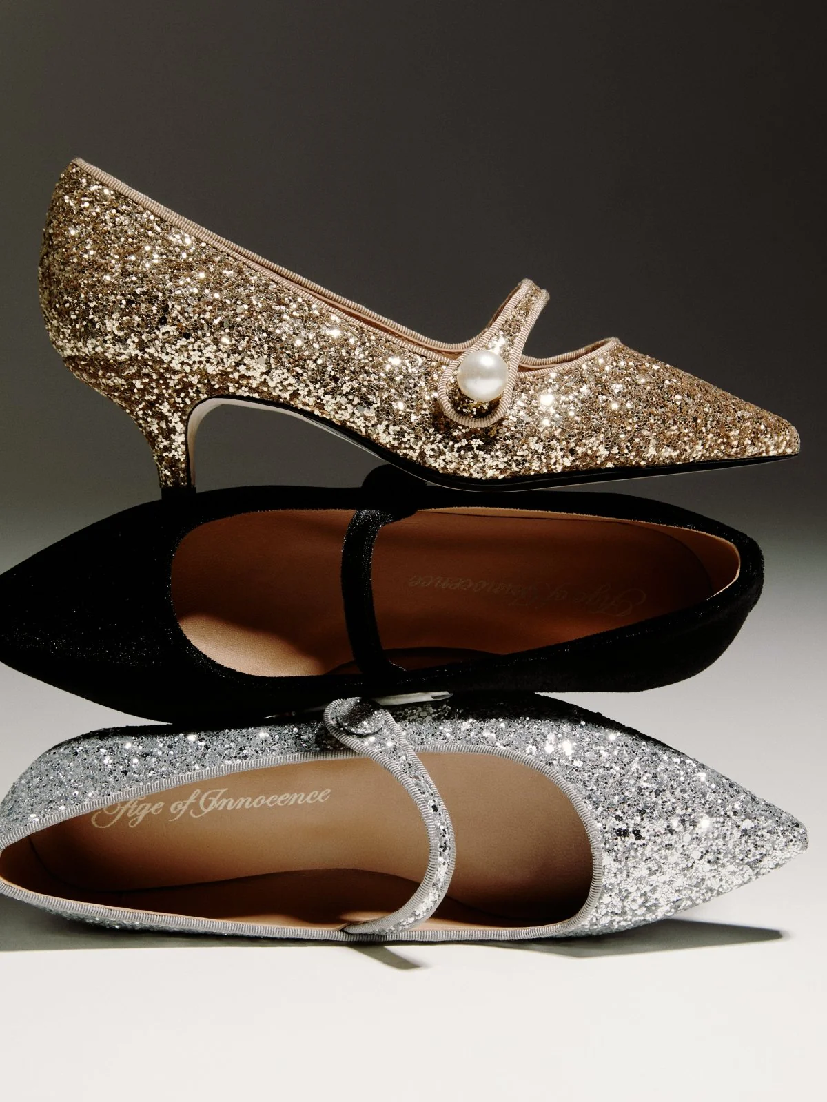 Thea Glitter Black Flats - Image 4