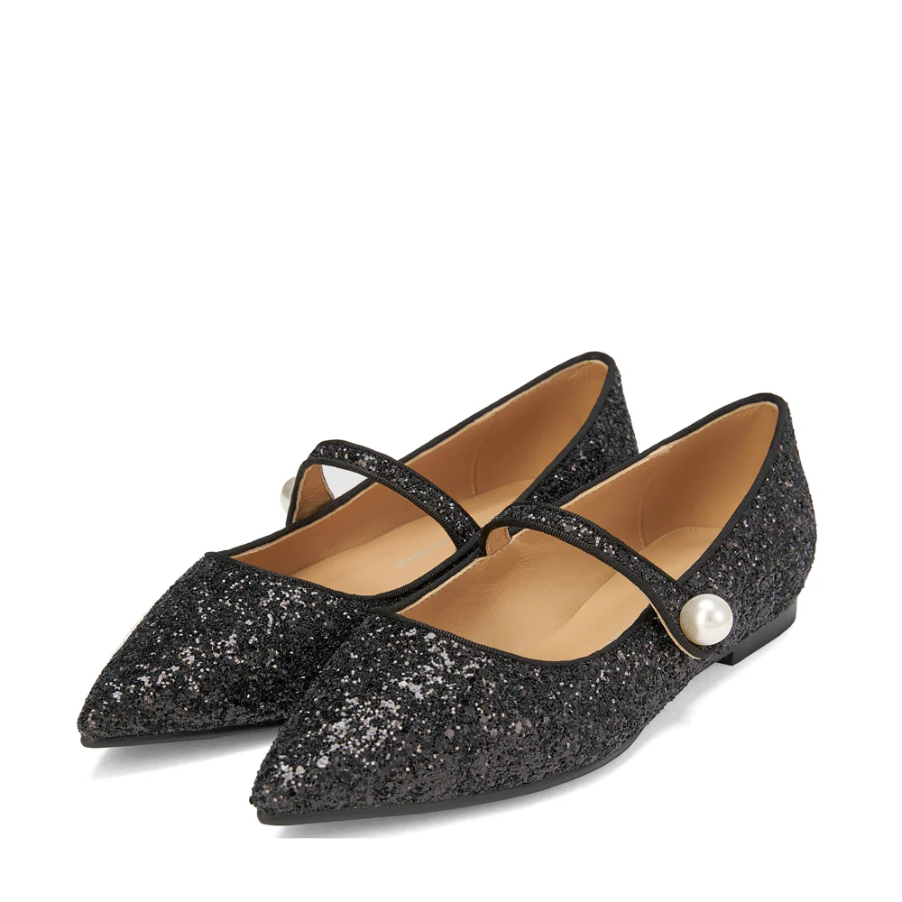 Thea Glitter 2.0 Black Flats - Image 2