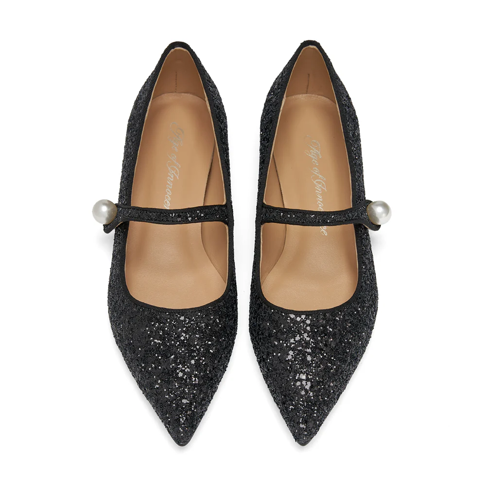 Thea Glitter 2.0 Black Flats - Image 3