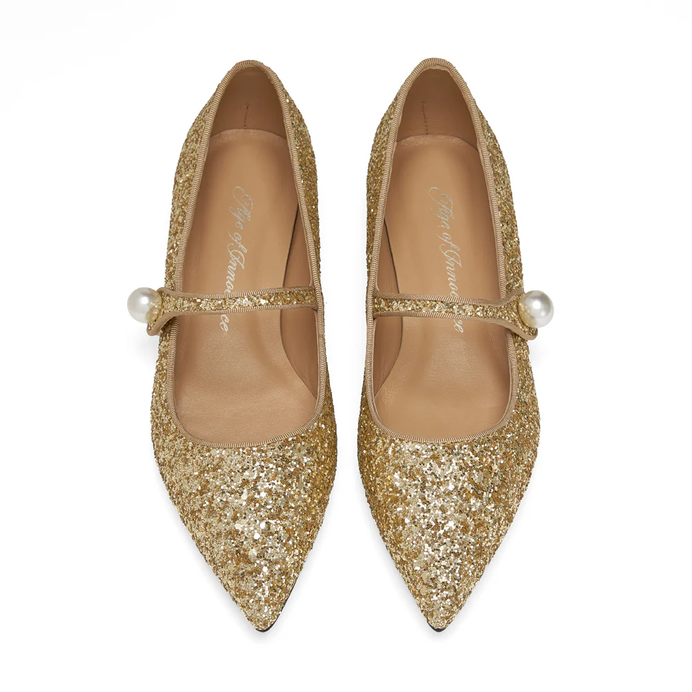 Thea Glitter 2.0 Gold Flats - Image 3