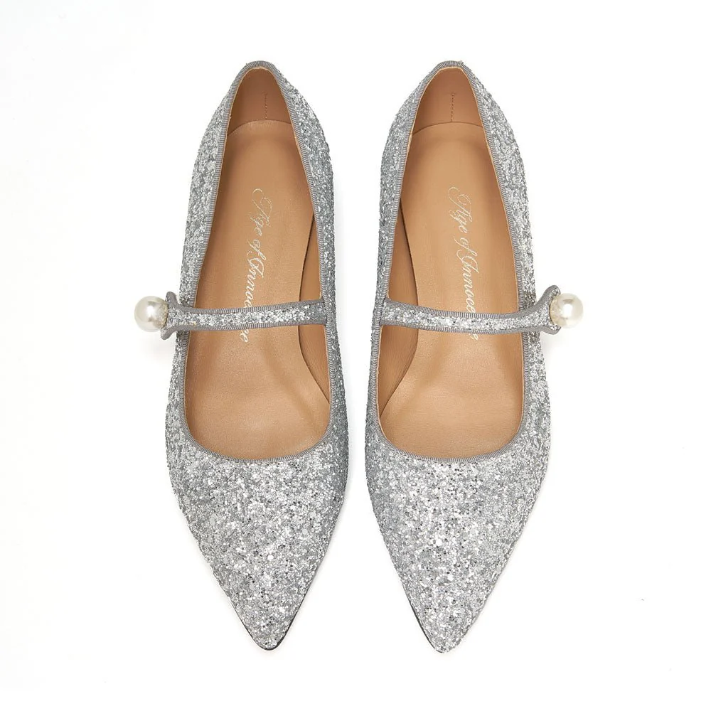 Thea Glitter 2.0 Silver Flats - Image 3