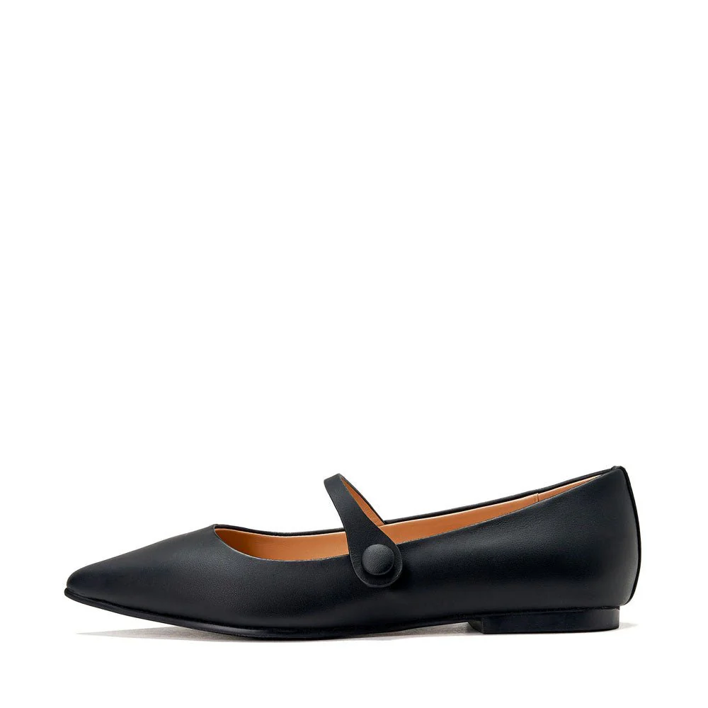 Thea Leather Black Flats