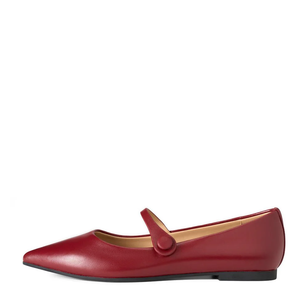 Thea Leather Burgundy Flats