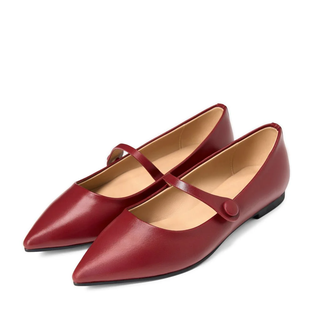 Thea Leather Burgundy Flats - Image 2