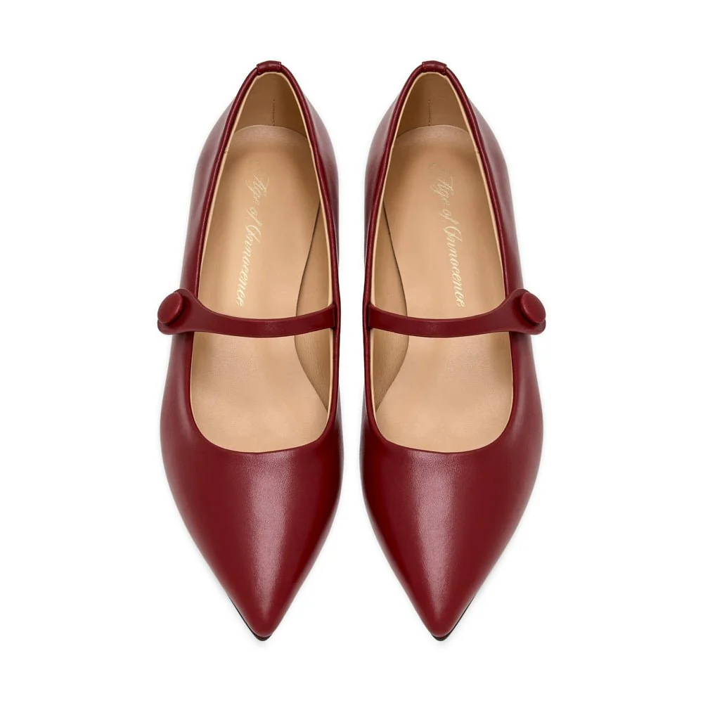 Thea Leather Burgundy Flats - Image 3