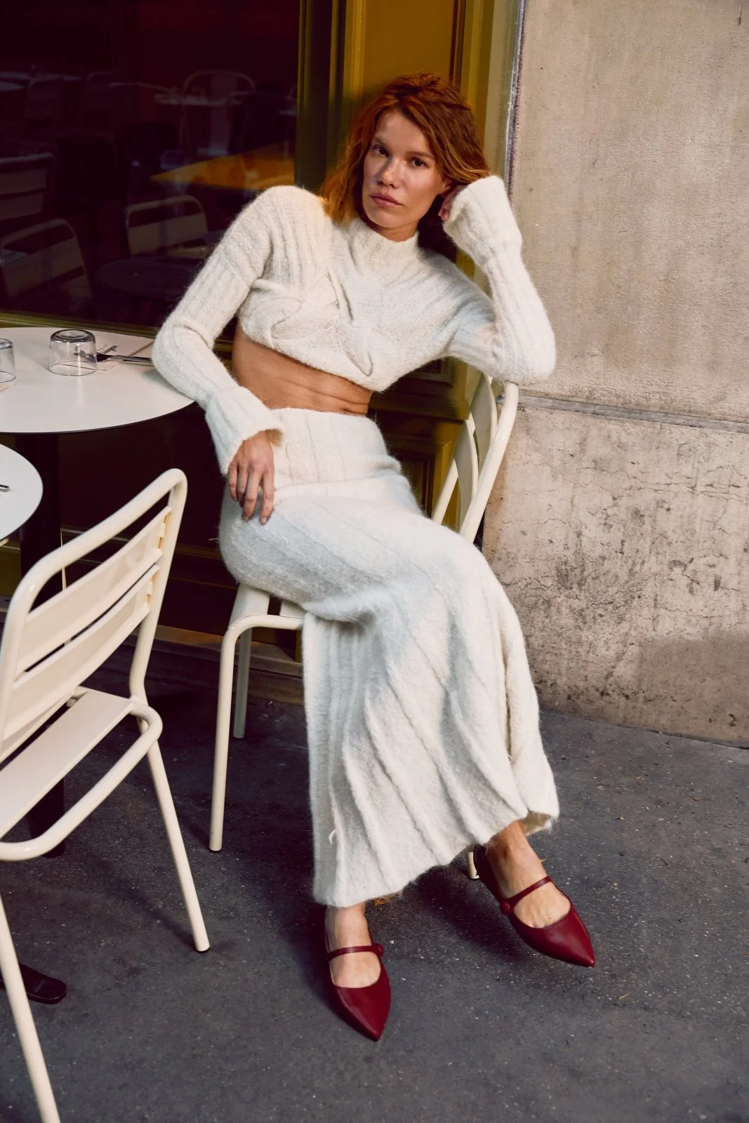 Thea Leather Burgundy Flats - Image 6