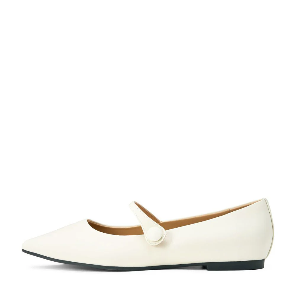 Thea Leather White Flats