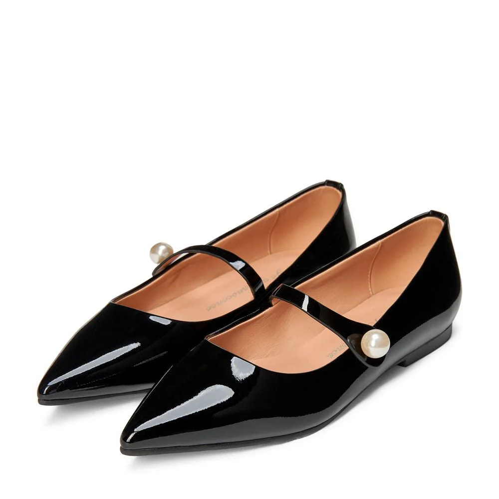 Thea Pearl Black Flats - Image 2
