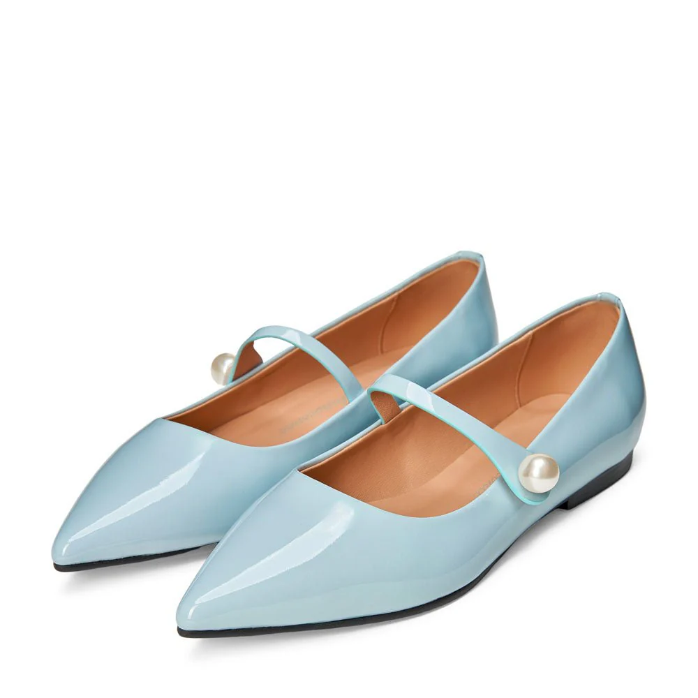 Thea Pearl Blue Flats - Image 2