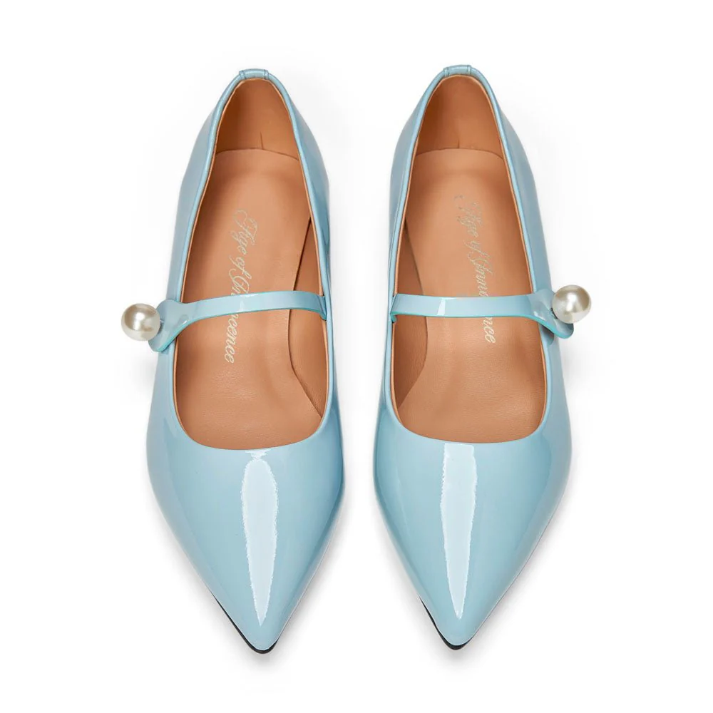Thea Pearl Blue Flats - Image 3