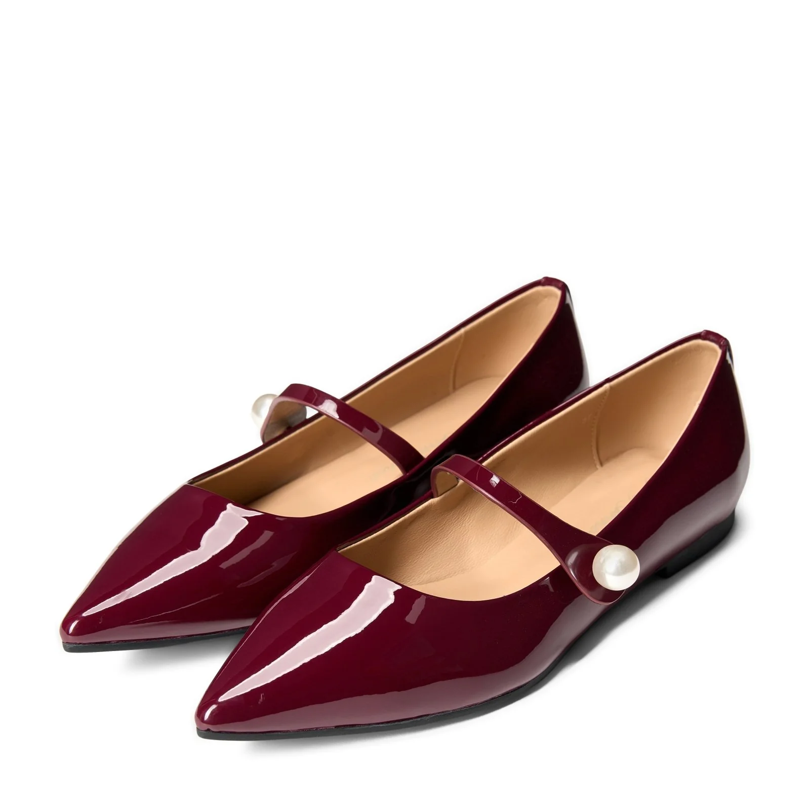 Thea Pearl Burgundy Flats - Image 2