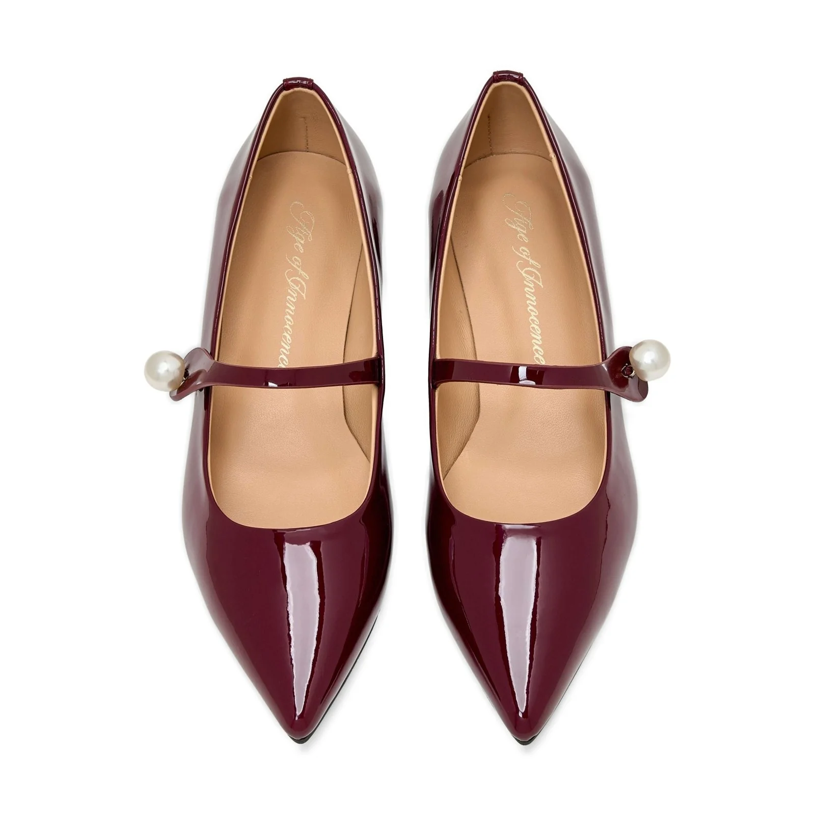 Thea Pearl Burgundy Flats - Image 3