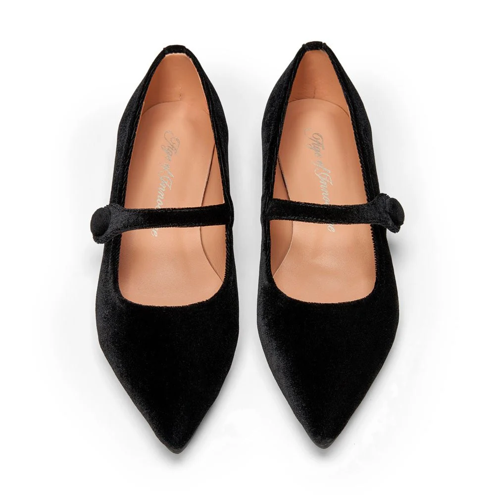 Thea Velvet Black Flats - Image 3