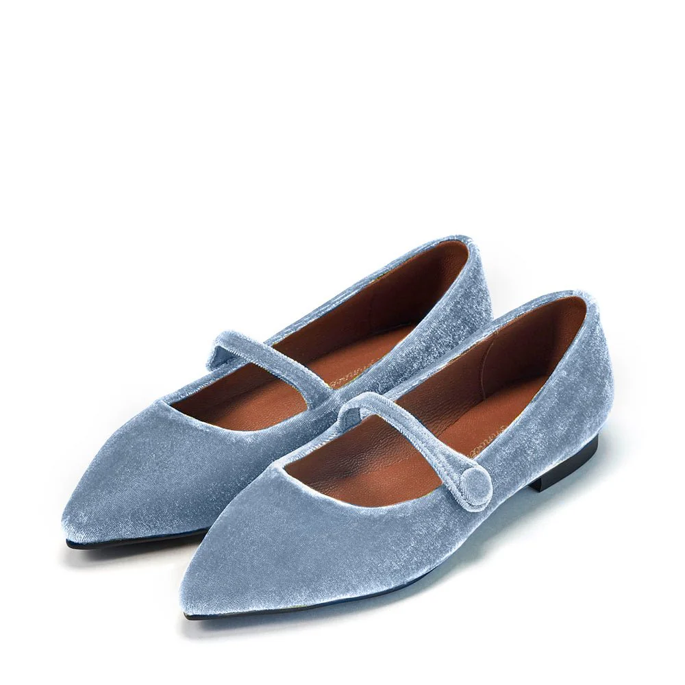 Thea Velvet Blue Flats - Image 2