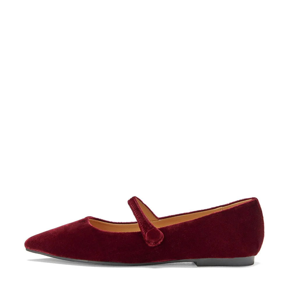 Thea Velvet Burgundy Flats