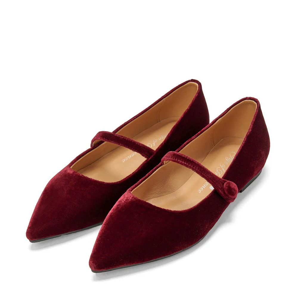Thea Velvet Burgundy Flats - Image 2