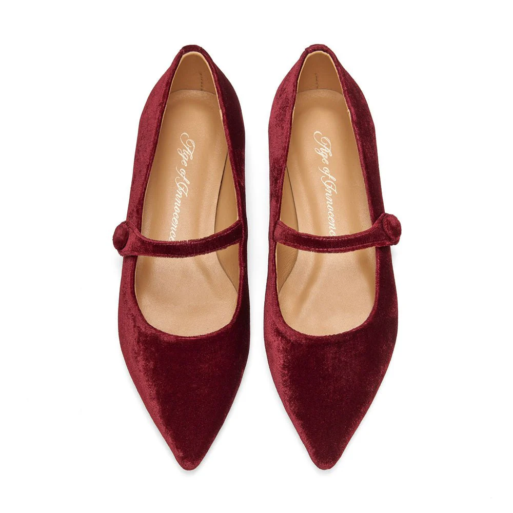 Thea Velvet Burgundy Flats - Image 3