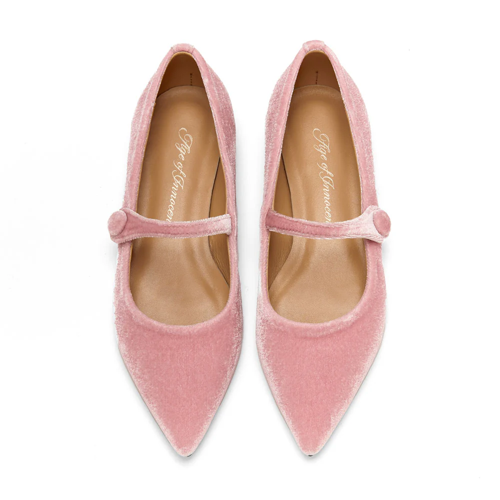 Thea Velvet Dark Pink Flats - Image 3