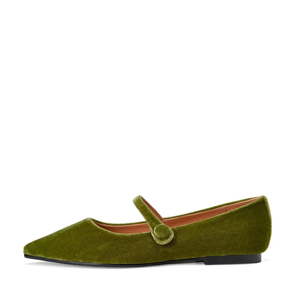 Thea Velvet Green Flats