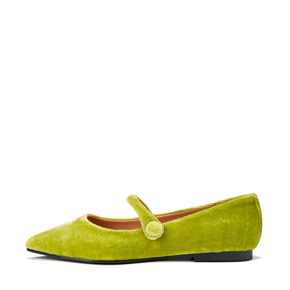Thea Velvet Light Green Flats