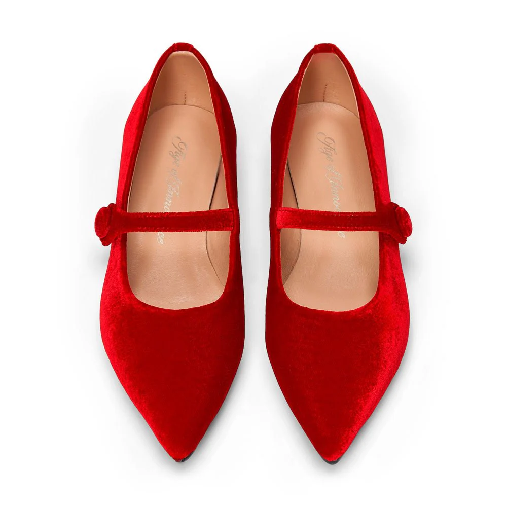 Thea Velvet Red Flats - Image 3