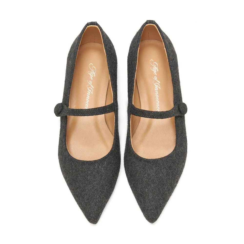 Thea Wool Grey Flats - Image 3