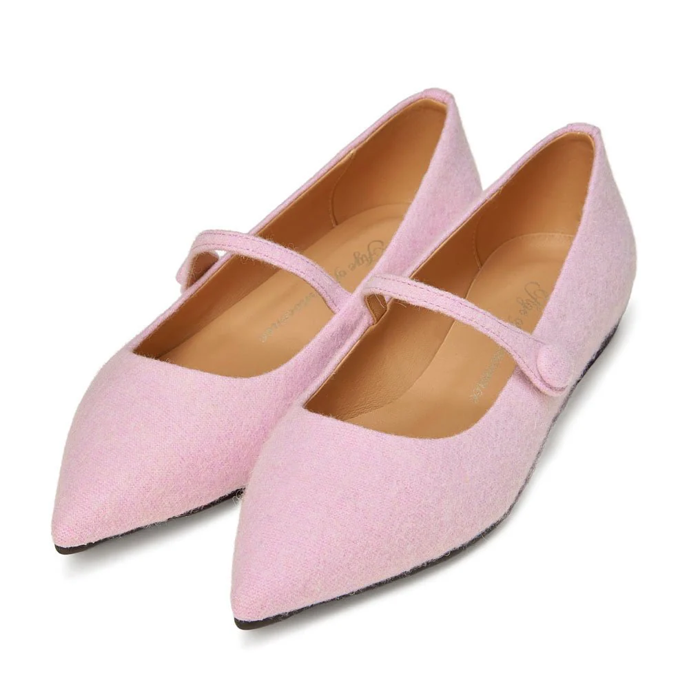 Thea Wool Pink Flats - Image 2