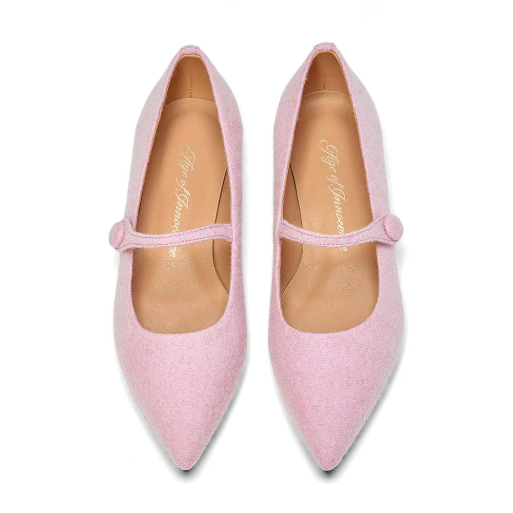 Thea Wool Pink Flats - Image 3