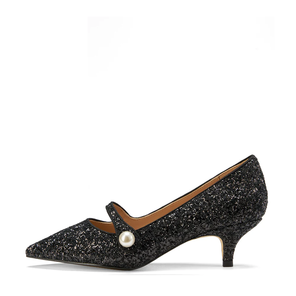 Yvonne Glitter Black Shoes