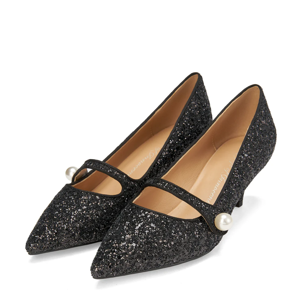 Yvonne Glitter Black Shoes - Image 2