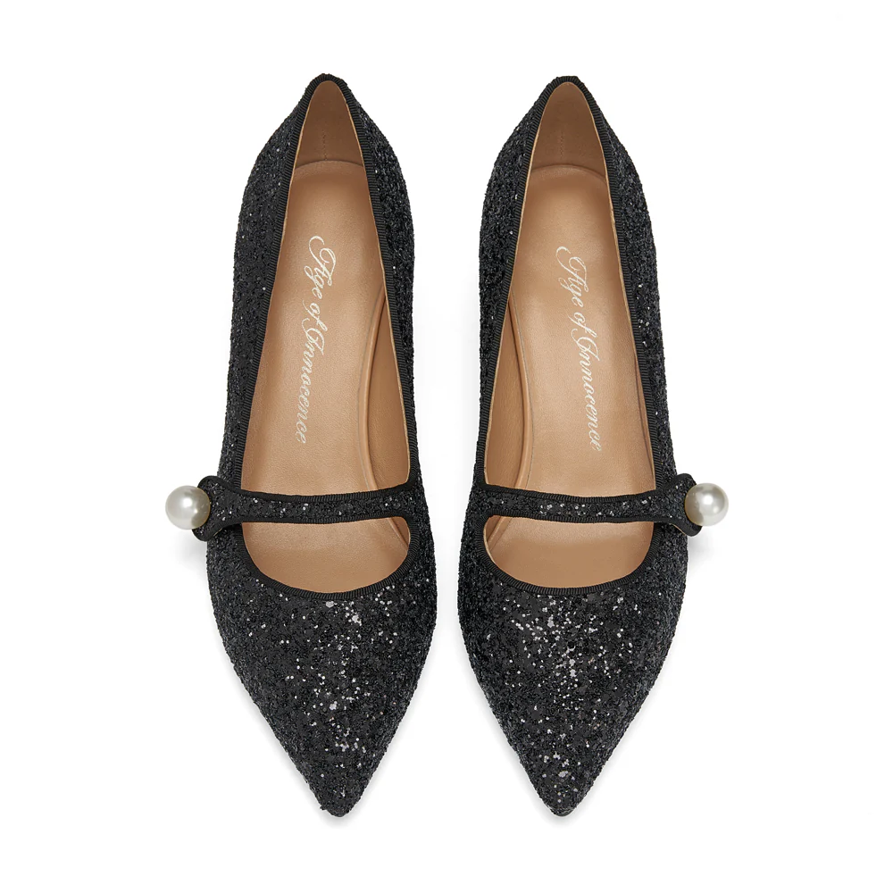 Yvonne Glitter Black Shoes - Image 3