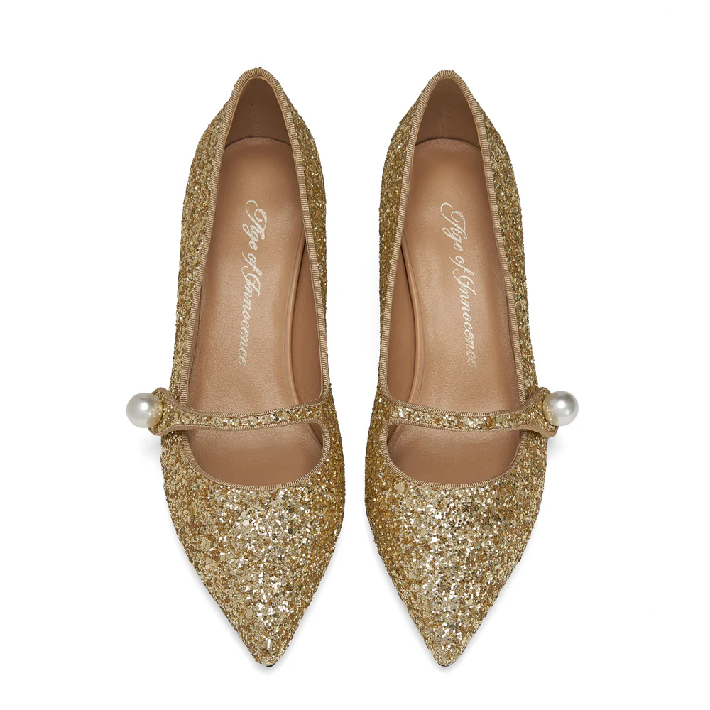 Yvonne Glitter Gold Shoes - Image 3