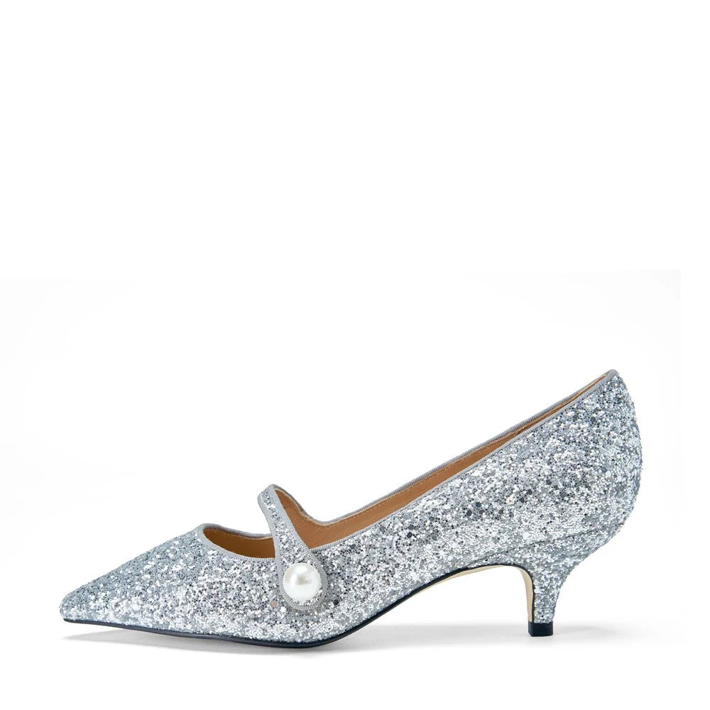 Yvonne Glitter Silver Shoes