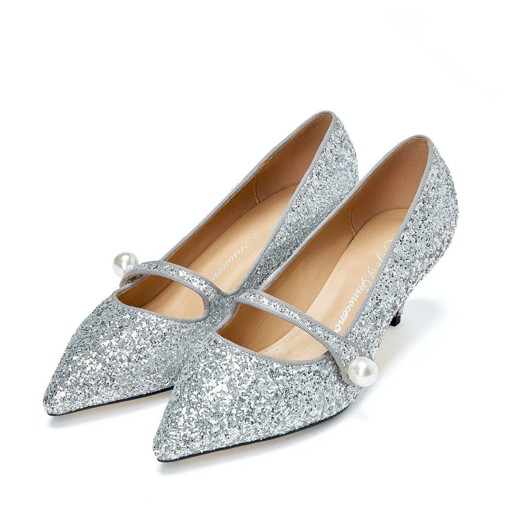 Yvonne Glitter Silver Shoes - Image 2