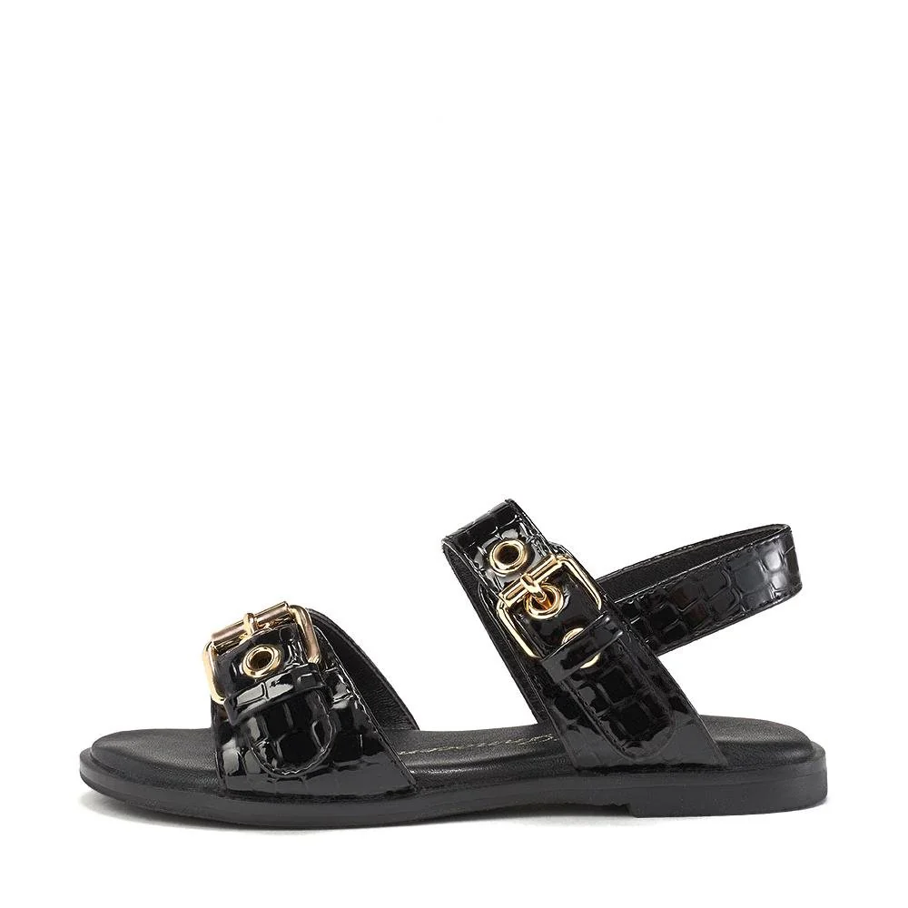 Zara Croco Black Sandals